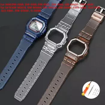 Ремешок для часов из смолы + чехол для Casio G-Shock DW-5600/5000/5030/5025 GW-M5610/M5600 G-5600 GLX-5600 Браслет Аксессуары 5600 синий