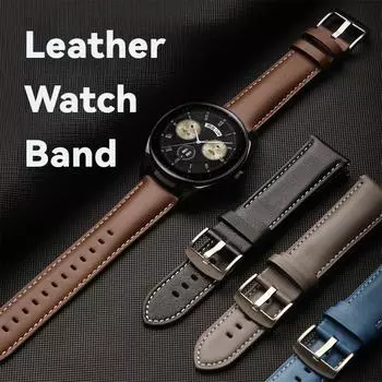 Ремешок для часов из телячьей кожи премиум-класса — совместим с различными брендами — мягкий, дышащий и прочный — размеры 20 мм и 22 мм — стильный и функциональный HUAWEI GT2/3/4 46mm коричневый