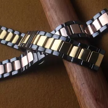 Ремешок для часов керамический черный с золотом Стильные аксессуары для часов Кварцевый бриллиант Натуральный ремешок для часов браслеты 18 мм 20 мм 22 мм