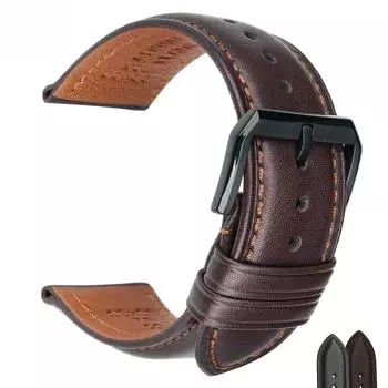 Ремешок для часов, Лидер продаж, 1 шт., модный мужской и женский ремешок из воловьей кожи 18 мм, 20 мм, 22 мм, 24 мм, черный деловой ремешок для часов, универсальный 18mm