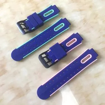 Ремешок для часов, мягкий универсальный силиконовый ремешок для умных часов 15 мм, водонепроницаемый сменный браслет для детей синий/зелёный