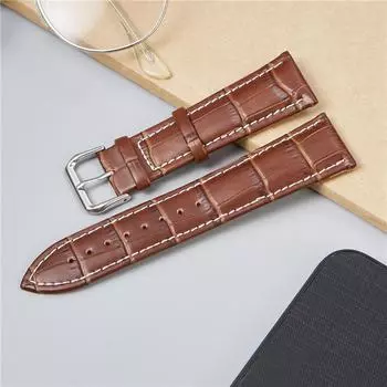 Ремешок для часов Мужчины Женщины Ремешки для часов Бамбуковая текстура Тисненая кожа Ремешки из натуральной телячьей кожи 16-24 мм 16mm