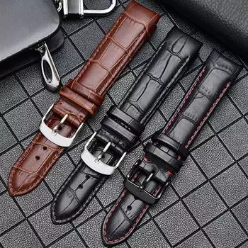 Ремешок для часов Мужской ремешок из натуральной кожи с закругленным концом 20 мм 21 мм 22 мм Браслет-браслет 20mm
