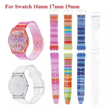 Ремешок для часов ПВХ ремень для Swatch 16 мм 17 мм 19 мм аксессуары для часов мягкий желе цвет водонепроницаемый резиновый браслет с инструментом 16mm прозрачный