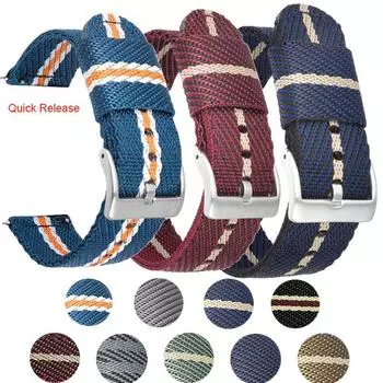 Ремешок для часов Quick Nylon 20-24 мм Пряжка из нержавеющей стали Быстросъемный мужской сменный браслет на запястье 20mm