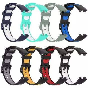 Ремешок для часов Регулируемый двухцветный ремешок с отверстием Модель Утолщенный защищенный от пота браслет для Huawei Band 8 синий
