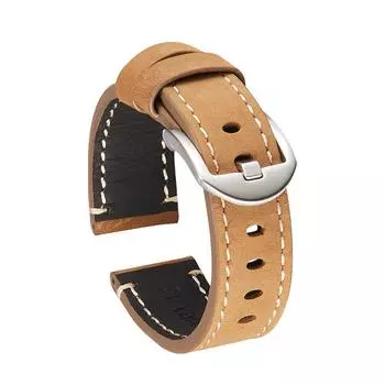 Ремешок для часов Ремешок для часов из натуральной яловой кожи ручной работы 20–24 мм 20mm чёрный/серебряный