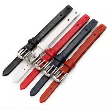 Ремешок для часов Ремешок из натуральной кожи шириной 8 мм с браслетом для инструментов U-образный интерфейс 8mm белый/золотой