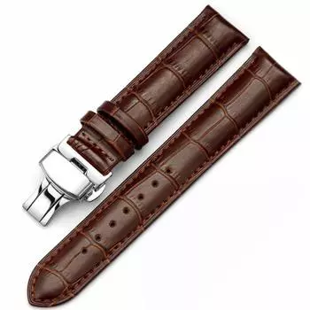 Ремешок для часов REOTTI из натуральной кожи с пряжкой D-типа One Push Type