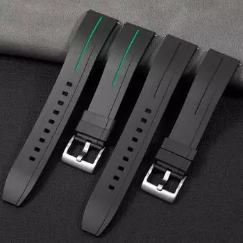 Ремешок для часов Резиновый 20 мм 22 мм Черные цветные линии Водонепроницаемые быстросъемные ремешки для часов 20mm