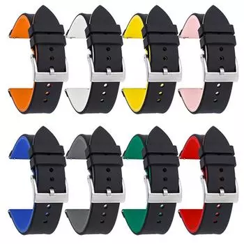 Ремешок для часов, резиновый ремешок 20–24 мм, мягкий водонепроницаемый браслет 20mm