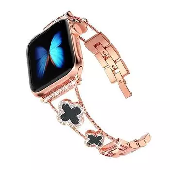 Ремешок для часов Роскошные ремешки для часов с бриллиантами для Apple Watch Ремешки Bling Metal Four-Leaf Clover для iwatch Браслеты Ultra 9 8 7 6 Apple Watch 42 44 45 49mm