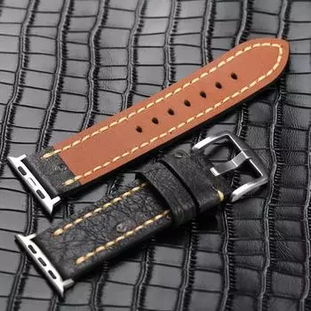 Ремешок для часов ручной работы из страусиной кожи для мужчин iwatch, мягкий кожаный браслет для Apple Watch 49, 45, 44 мм, 8/9/7/ultra, ремешок в стиле ретро 49mm