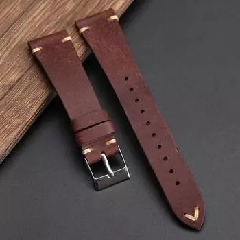 Ремешок для часов ручной работы из воловьей кожи первого слоя 18, 19, 20, 21, 22 мм, зеленый, коричневый, синий, без сэндвича, мужской винтажный браслет, мягкий 18mm
