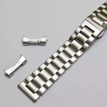 Ремешок для часов с изогнутым концом, 18 мм, 19 мм, 20 мм, 22 мм, 21 мм, 23 мм, 24 мм, серебристый, из цельной нержавеющей стали, быстросъемный 18mm серебряный