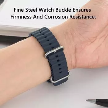 Ремешок для часов с металлической пряжкой, износостойкий сменный силиконовый, высокоэластичный съемный сменный ремешок для смарт-часов для Apple Watch 1/2/3/4/5/6/7/8/SE A чёрный