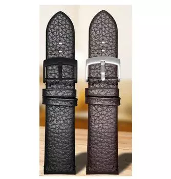 Ремешок для часов с рисунком личи из коровьей кожи, ремешок для часов, браслет из натуральной кожи, 24 мм 24mm серебряный/чёрный