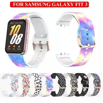 Ремешок для часов Samsung Galaxy Fit 3, силиконовый ремешок с принтом, универсальный женский уличный браслет, универсальный ремешок для Samsung Galaxy Fit3 For Samsung Fit 3 чёрный