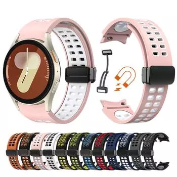 Ремешок для часов Samsung Galaxy Watch 7 40 мм, пористый черный, магнитная складная застежка для Galaxy Watch 6 Classic, 43 мм, 47 мм Galaxy watch 7
