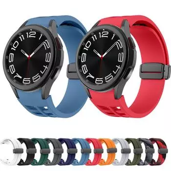 Ремешок для часов Samsung Galaxy Watch 7/FE/4 5 6 Черный-серый камуфляжный силиконовый для Galaxy Watch 7 40 мм/44 мм Магнитный ремешок Galaxy Watch 7 белый