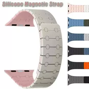 Ремешок для часов, силиконовый магнитный ремешок для Apple Watch Band Ultra 2, 44 мм, 49 мм, 40 мм, 42 мм, 41 мм, 45 мм, браслет-петля, браслет IWatch Series 8, 7, 6 SE, 5, 4 38mm 40mm 41mm