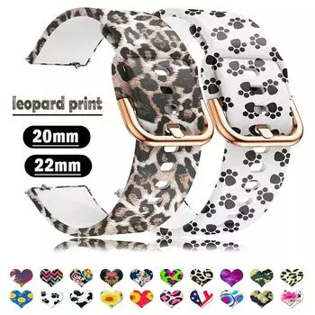 Ремешок для часов Силиконовый ремешок с принтом для Samsung galaxy watch 6 Classic-5-pro-4 спортивный браслет 20 мм 22 мм ремешок для Amazfit GTS/GTR/4/3/2e Mini 22mm watchband