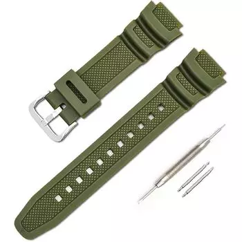 Ремешок для часов Совместимый продукт Водонепроницаемый ремешок Casio AE-1000w AE-1200w AQ-S810W SGW-400H SGW-300H MRW-200H Совместим с W-735H (зеленый)