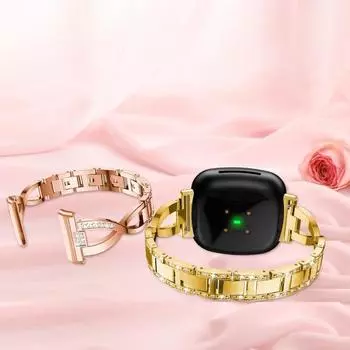 Ремешок для часов, стильный, простой в использовании, прочный ремешок из нержавеющей стали для Fitbit-Versa 3 золотистый