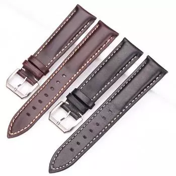 Ремешок для часов Винтажный ремешок для часов Черный Dakr Коричневый ручной работы Гладкий ремешок для часов из натуральной кожи Аксессуары для часов Металлическая пряжка 18mm