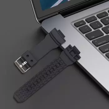 Ремешок для часов водонепроницаемый дышащий мягкий сменный ремешок для умных часов Casio GA-150/200/201/300/310/GLX чёрный