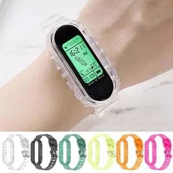 Ремешок для часов водонепроницаемый дышащий мягкий встроенный спортивный ремень из ТПУ Замена для Xiaomi Mi Band 5 6 7 for Xiaomi Mi Band 5 6 7 чёрный