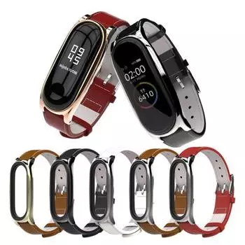 Ремешок для часов водонепроницаемый регулируемый мягкий встроенный ремешок для наручных часов из искусственной кожи ремешок для часов Xiaomi Mi Band 3 4 5 6 7 for Xiaomi Mi Band 3 4 5 6