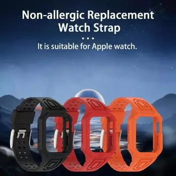 Ремешок для часов, встроенная металлическая пряжка с отверстием для циферблата, водонепроницаемый утолщенный гипоаллергенный сменный ремешок для часов Apple Watch 42/44/45mm