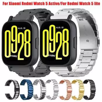 Ремешок для часов Xiaomi Redmi Watch 5 Active Браслет Металлический ремешок для Redmi Watch 5 Lite Correa Сменный ремешок из нержавеющей стали Redmi Watch 5 Active серебряный