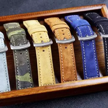 Ремешок для часов, замшевый кожаный ремешок ручной работы, коричневый, серый, 22 мм, 24 мм, сменный ремешок для часов, аксессуары для Panerai 24mm