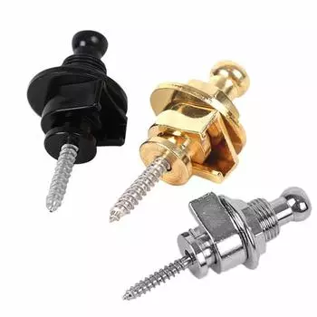 Ремешок для гитары с замком для бас-гитары, защитные ремни с металлическими пуговицами, фиксатор ремня, 2 шт. чёрный