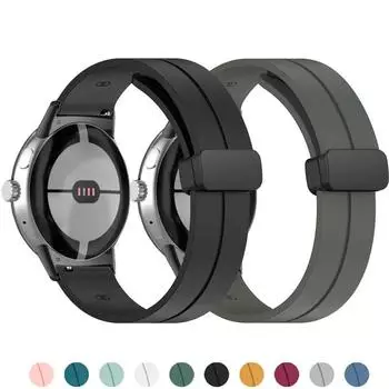 Ремешок для Google Pixel Watch 2, сменный силиконовый браслет, браслет для Google Pixel Smart Watch, магнитная пряжка, металлические разъемы Pixel Watch чёрный