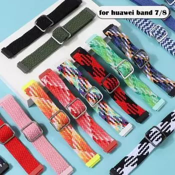 Ремешок для Huawei Band 8 7 эластичный нейлоновый регулируемый ремень браслет плетеный браслет аксессуары для часов huawei for huawei band 8 красный