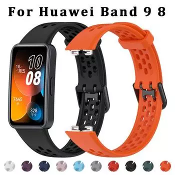 Ремешок для Huawei Band 9, аксессуары для ремешков, сменный ремешок для умных часов, силиконовый браслет correa для Huawei Band 8 For Huawei Band 8 чёрный