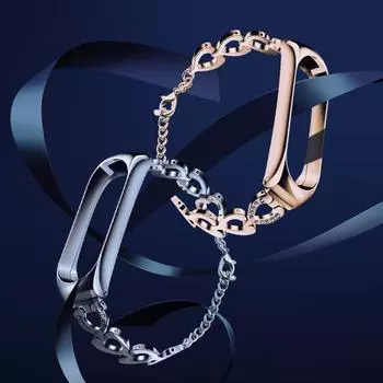 Ремешок для Mi Band 3 4 5 6 7 из нержавеющей стали Xiaomi Mi 6 5 4 3 Регулируемый ремешок для часов Браслет на запястье Аксессуары для умных часов для женщины, жены, дочери For Mi Band 3 4 серебряный