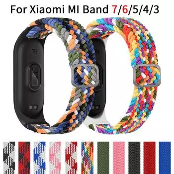 Ремешок для Mi Band 7 6 5 4 эластичный регулируемый нейлоновый плетеный браслет Miband6 Miband 5 Correa браслет для Xiaomi Mi Band 4 3 5 6 браслет mi band 3 4 5 6