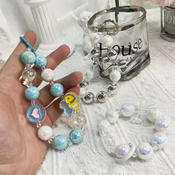 Ремешок для мобильного телефона Ins Style Candy Color, цепочка для мобильного телефона, бусины на запястье, брелок для телефона, кулон