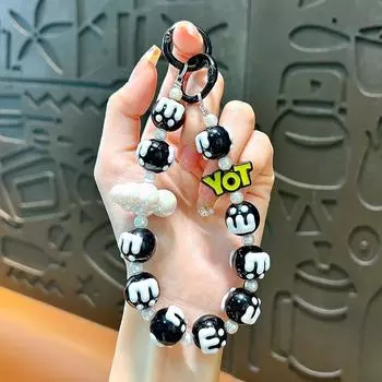 Ремешок для мобильного телефона, ремешок на запястье, чехол для телефона ручной работы, цепочка, брелок, рюкзак, аксессуары, подарок с универсальным зажимом чёрный