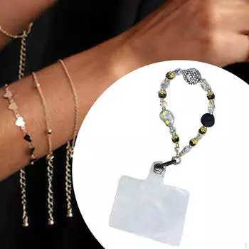 Ремешок для мобильного телефона с бусинами, очаровательный шнурок с подвеской на сумку-рюкзак для девочек Black Gold