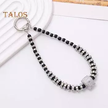 Ремешок для мобильного телефона с бусинами, искусственным жемчугом, подвеской, защищающей от кражи, модный браслет для телефона со стразами A