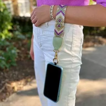 Ремешок для мобильного телефона с карманом на молнии, мини-держатель для карт, через плечо, регулируемая длина фиолетовый