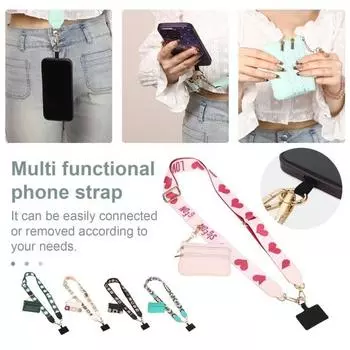 Ремешок для мобильного телефона с карманом для монет, мини-держатель для карт, этнический стиль, съемный ремешок для телефона, регулируемая длина, ремешок для подвешивания мобильного телефона Clip And Go розовый