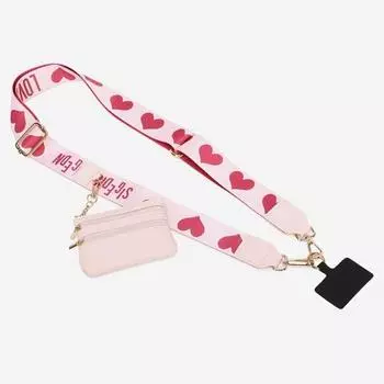 Ремешок для мобильного телефона с карманом для монет, мини-держатель для карт, этнический стиль, съемный ремешок для телефона, регулируемая длина, ремешок для подвешивания мобильного телефона Clip And Go розовый