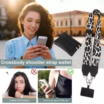 Ремешок для мобильного телефона с небольшим карманом на молнии, мини-держатель для карт, этнический стиль, съемный ремешок для телефона, регулируемая длина, ремешок для подвешивания мобильного телефона C