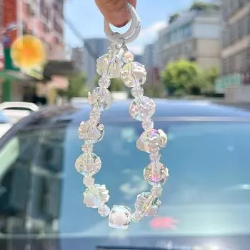 Ремешок для мобильного телефона с защитой от потери, цепочка на запястье, мультяшный рисованный бисерный кулон, брелок, сумка, подвески, украшение розовый